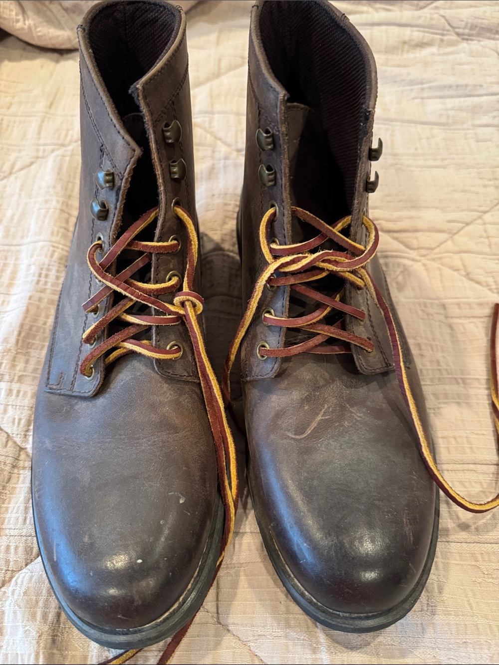 Men's Dark Brown Leather Lace-Up Work Boots